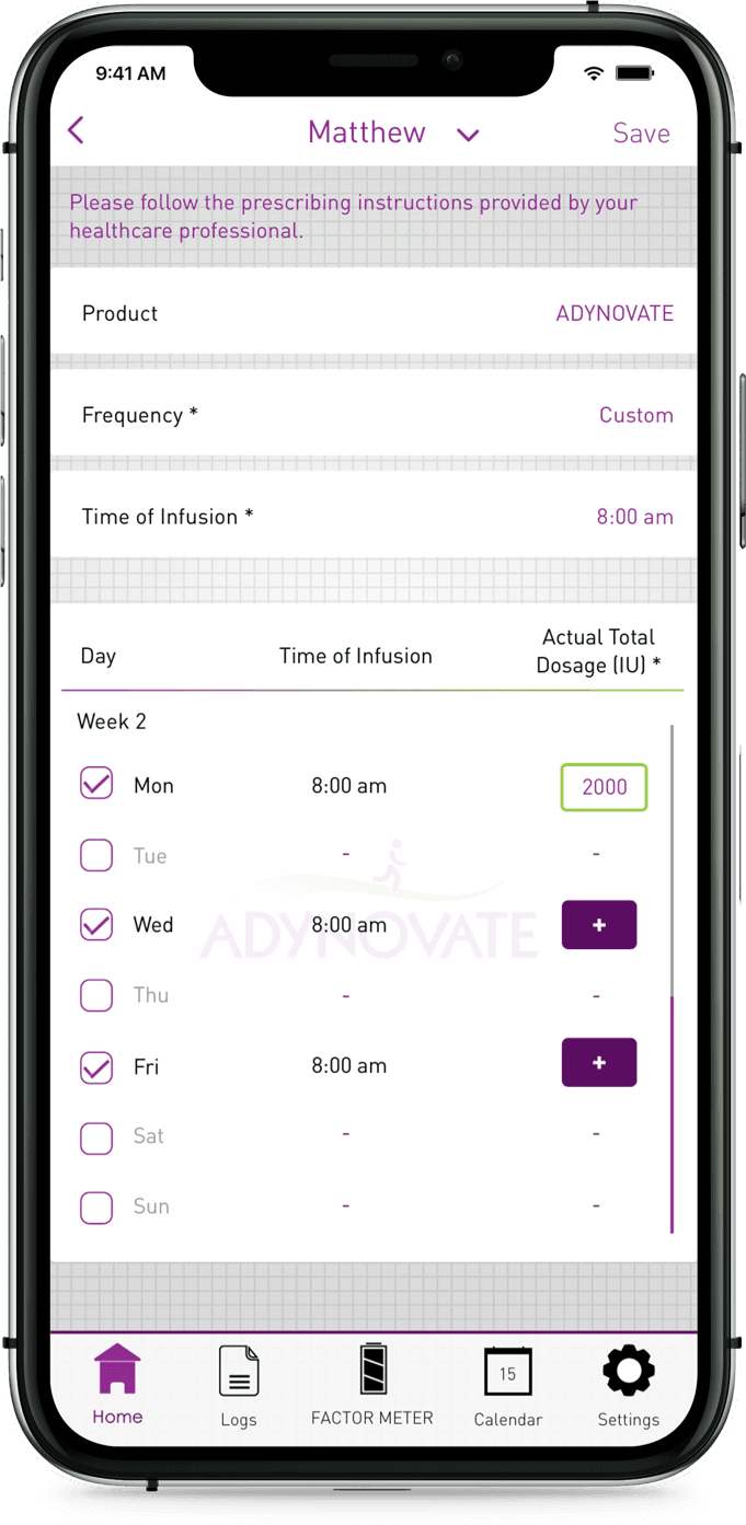 Smartphone showing myPKFiT® app tracking parameters.